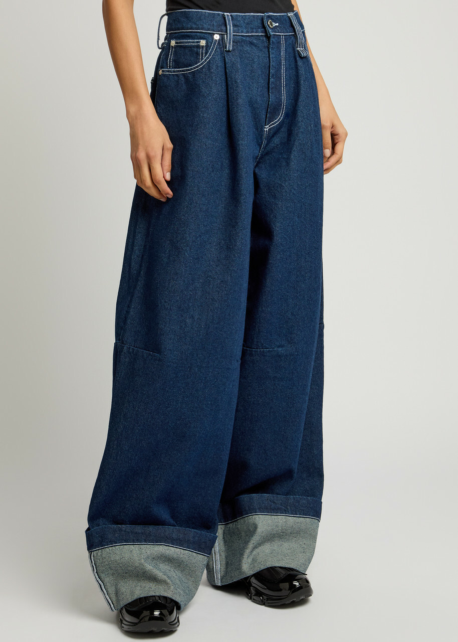 Simone Rocha Crystal-embellished Wide-leg Jeans Indigo Simone Rocha