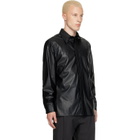 MM6 Maison Margiela Black Long-Sleeved Faux-Leather Shirt