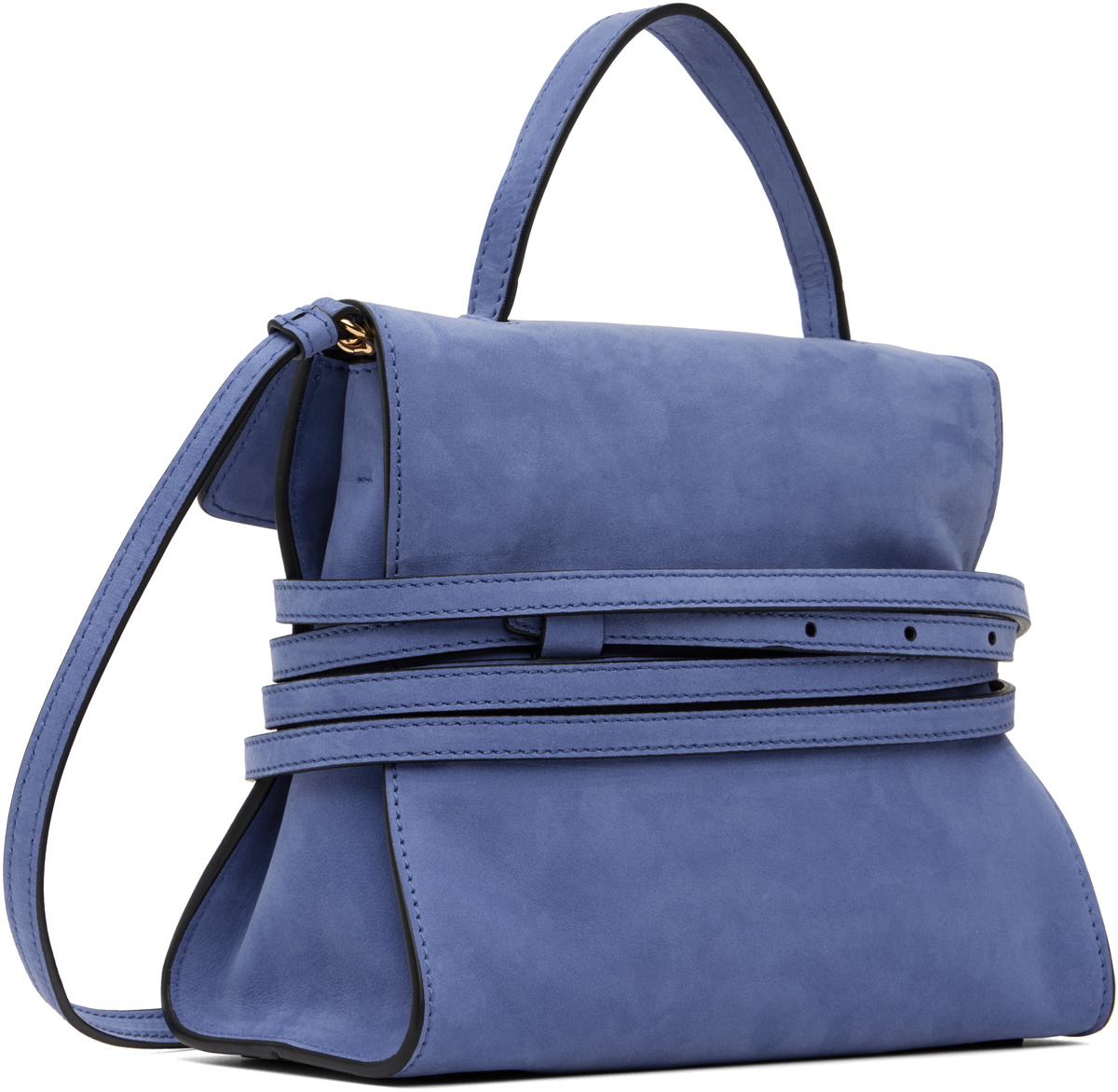 Moschino Navy 'Tie Me' Suede Small Bag