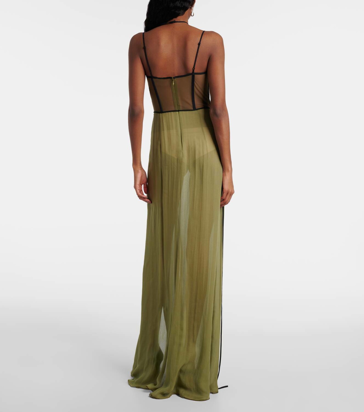 Nensi Dojaka Mae draped silk corset gown