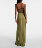 Nensi Dojaka Mae draped silk corset gown