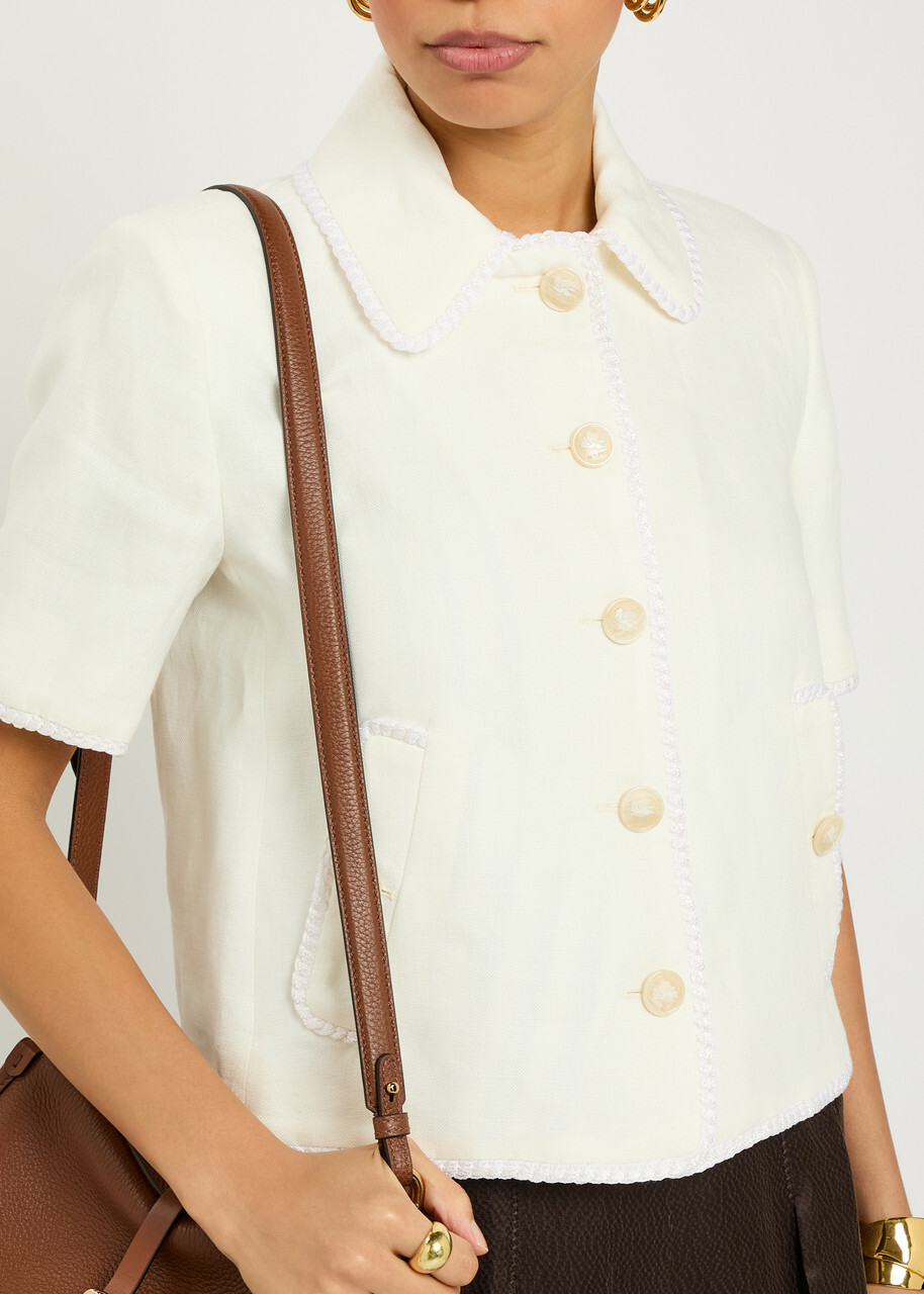 Etro Embroidered Linen Jacket Ivory