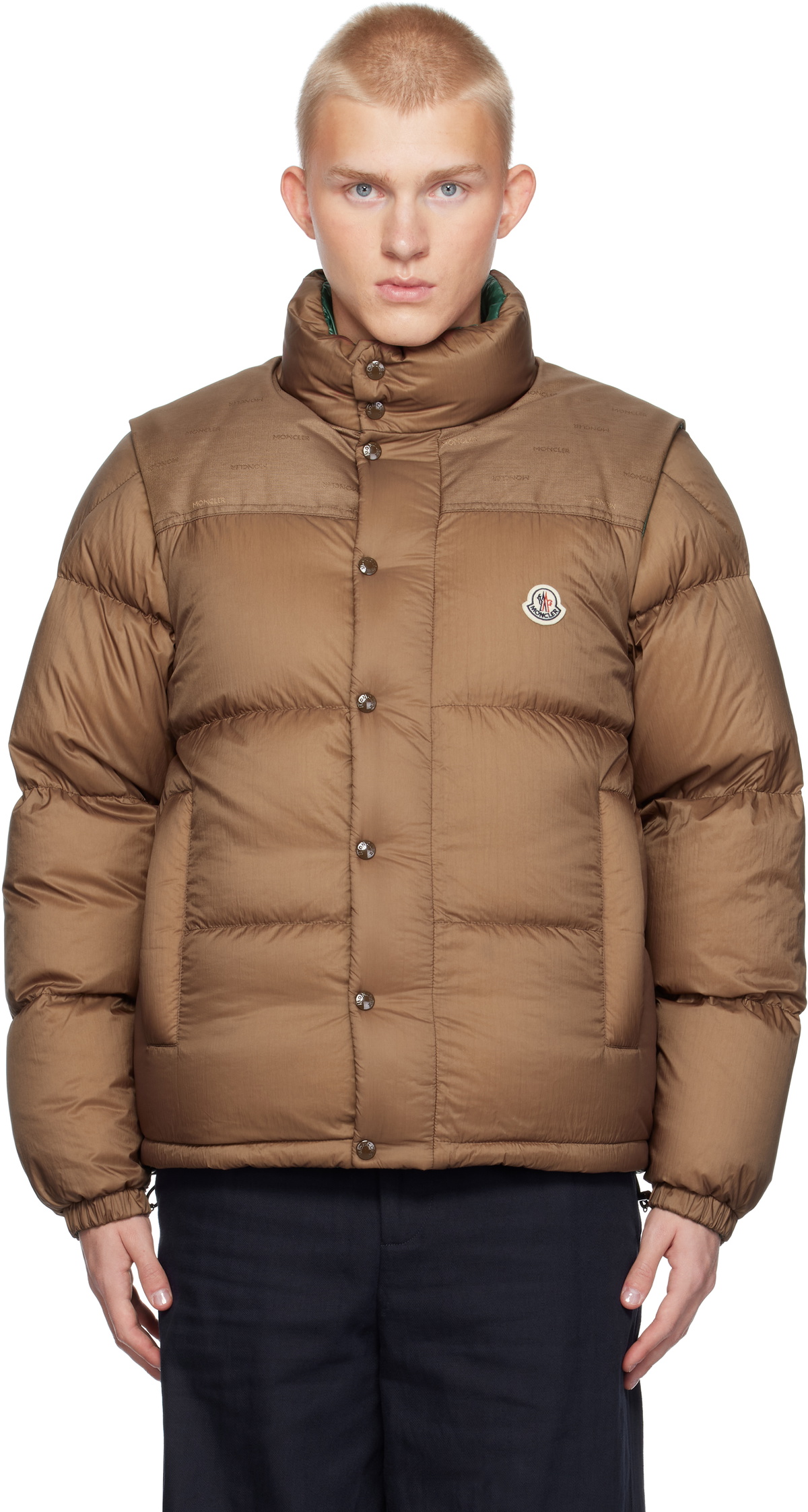Moncler Brown Verone Reversible Short Down Jacket Moncler