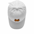 Maison Kitsuné Men's Large Fox Head Embroidery 6P Cap in White