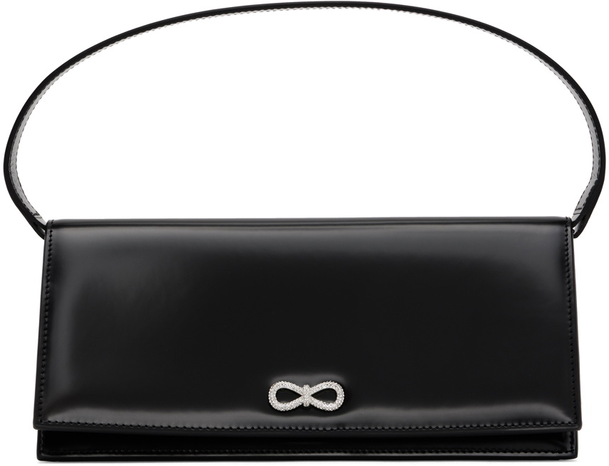 MACH & MACH Black Crystal Bow Baguette Bag
