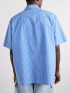 LOEWE - Paula's Ibiza Logo-Embroidered Checked Cotton-Poplin Shirt - Blue