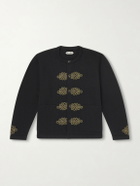 BODE - Bannister Appliquéd Virgin Wool Cardigan - Black