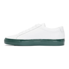 Common Projects White and Green Shiny Sole Achilles Low Sneakers