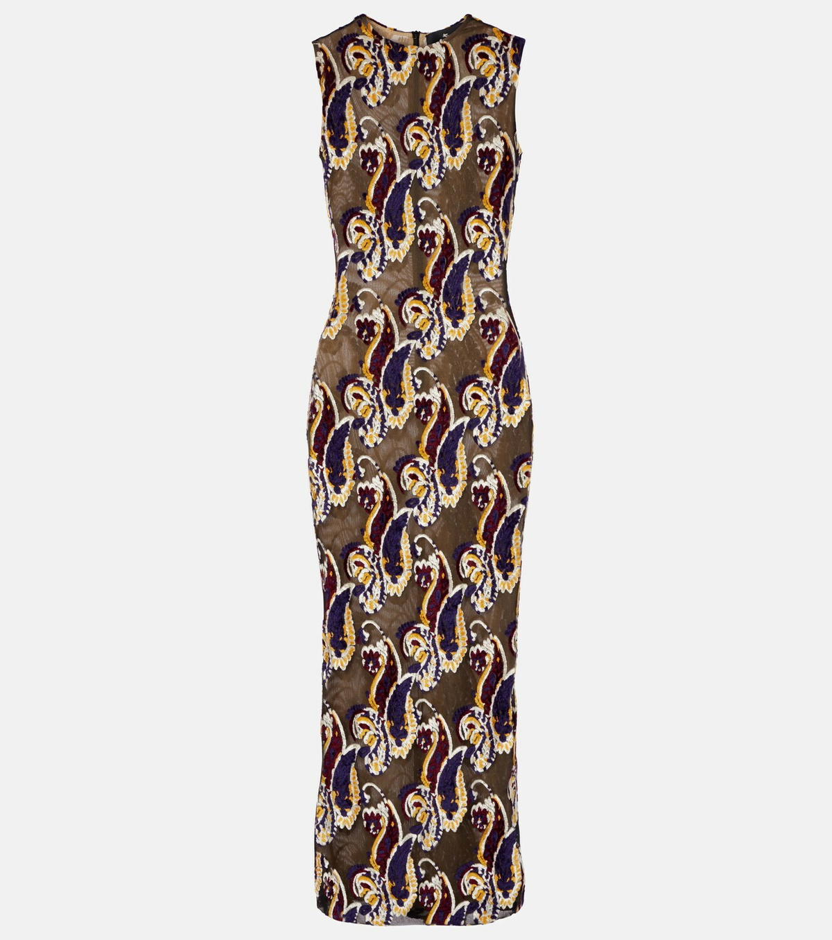 Etro Paisley semi-sheer midi dress