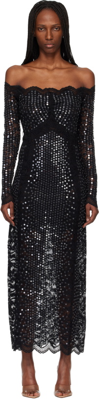 Photo: Rabanne Black Lace Sequin Midi Dress