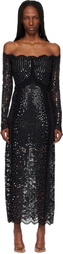 Rabanne Black Lace Sequin Midi Dress