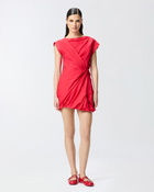 Pinko Poplin Dress With Crisscross Salsa Red