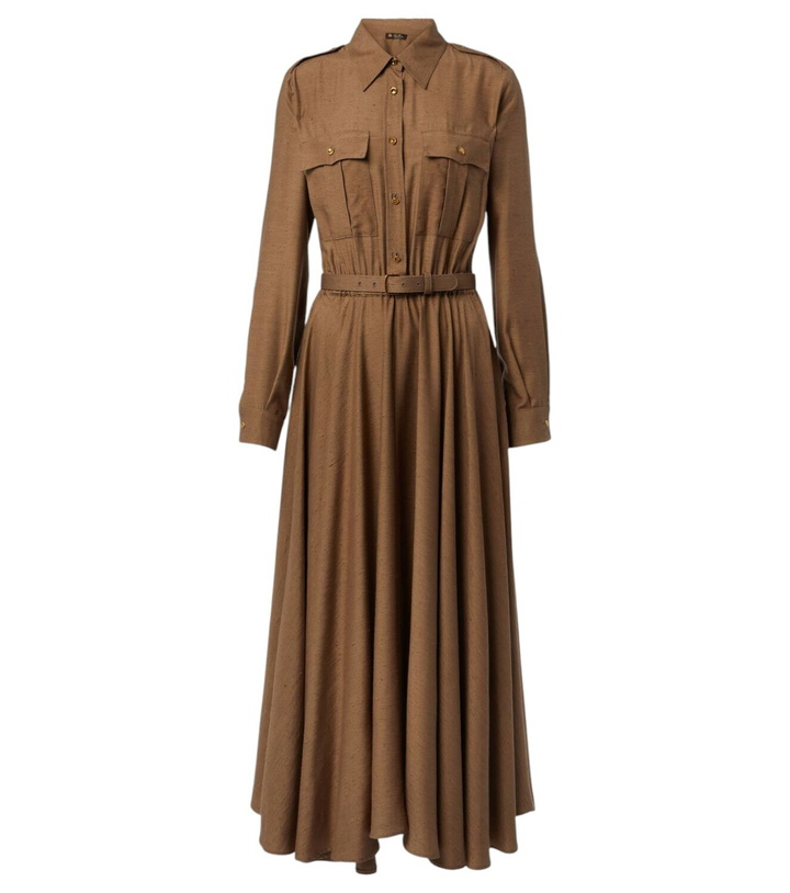 Photo: Loro Piana Lela asymmetrical silk shirt dress