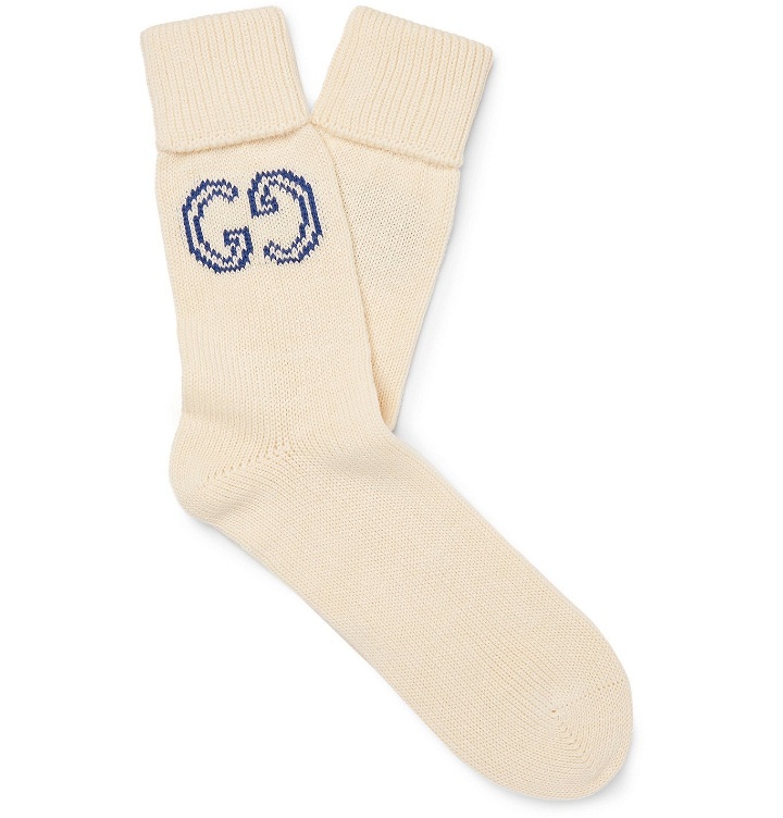 Photo: Gucci - Logo-Intarsia Cotton Socks - White
