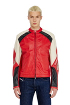 Diesel Biker jacket in colour-block perforated leather - Leather jackets Mens in Multicolor