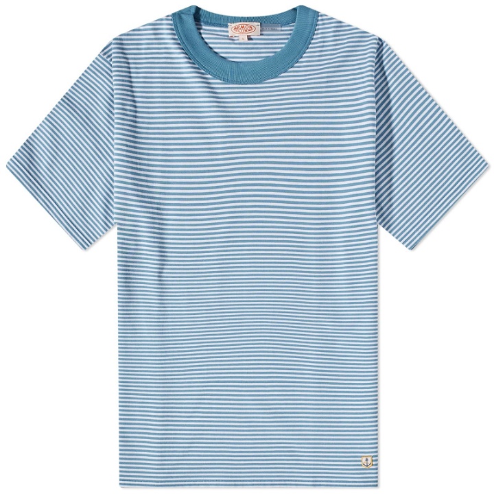 Photo: Armor-Lux Men's Fine Stripe T-Shirt in Blue/White