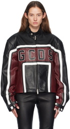 GCDS Black & Red Racing Leather Jacket