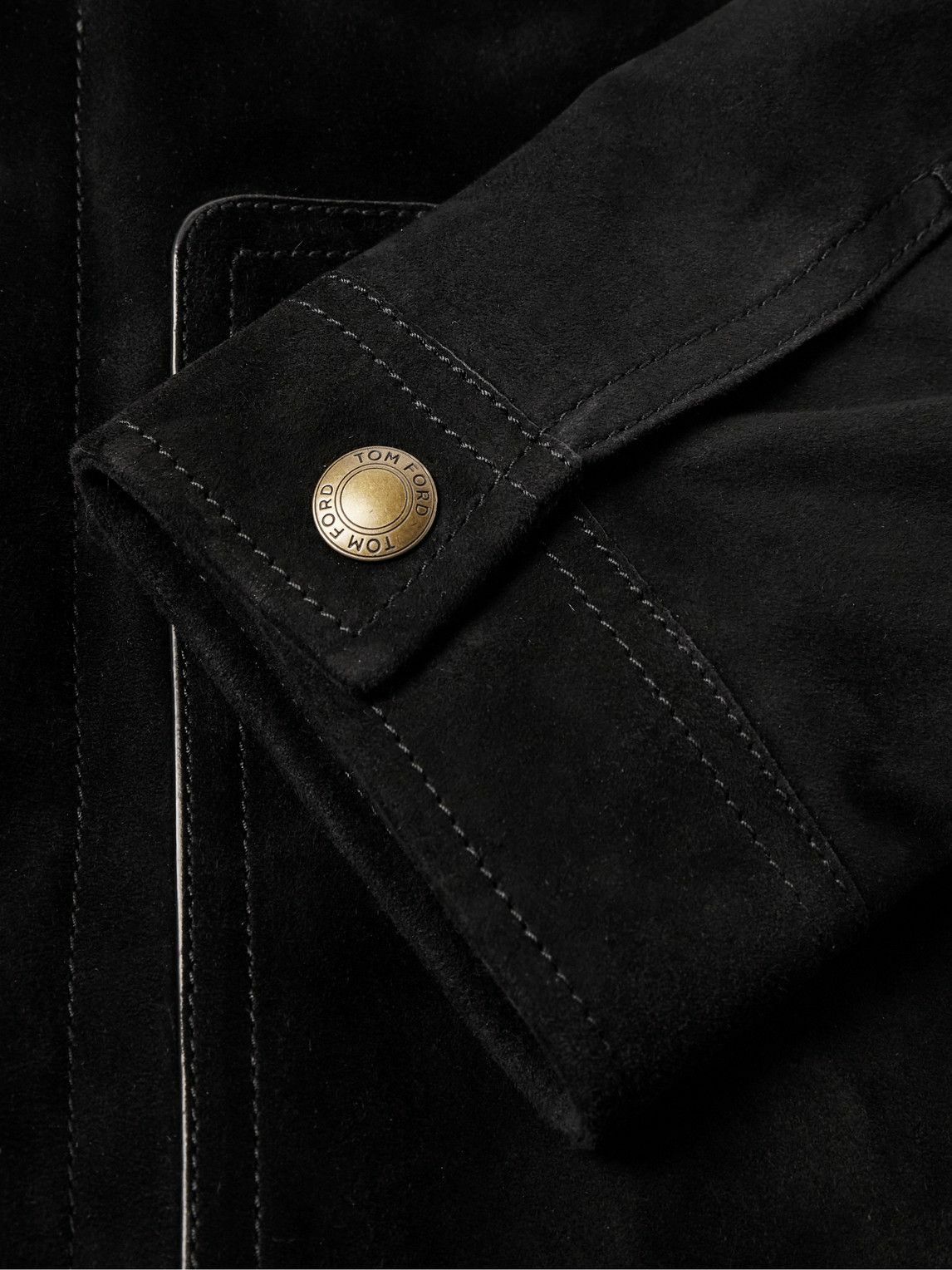 TOM FORD - Shearling-Trimmed Suede Trucker Jacket - Black TOM FORD