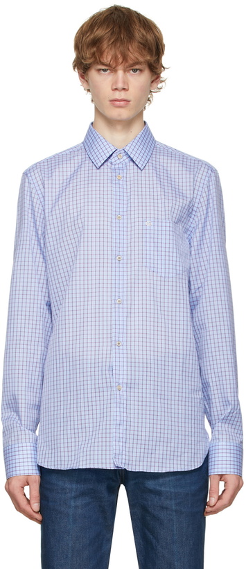 Photo: Gucci Blue Mini Check Interlocking G Shirt