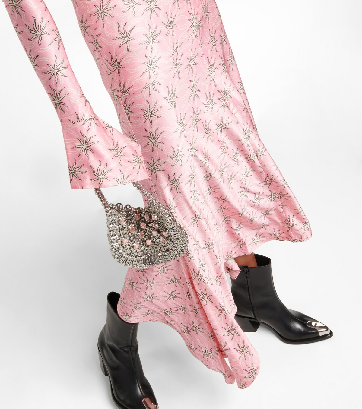 Paco Rabanne - Printed tie-neck midi dress