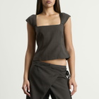 ST. Agni Women's Wool Cap Sleeve Top in Umber