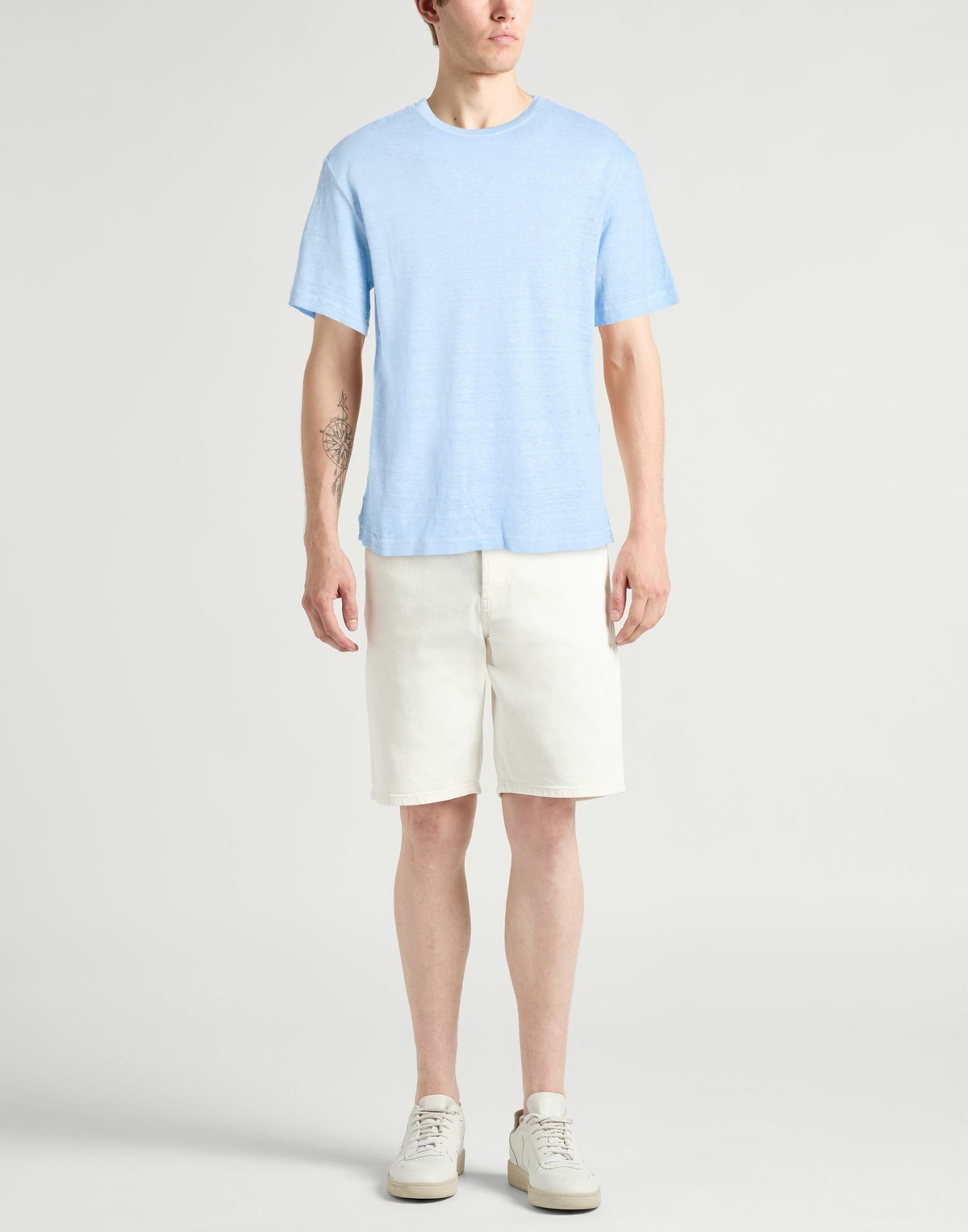 120% Lino Mens T-shirt Light in Blue