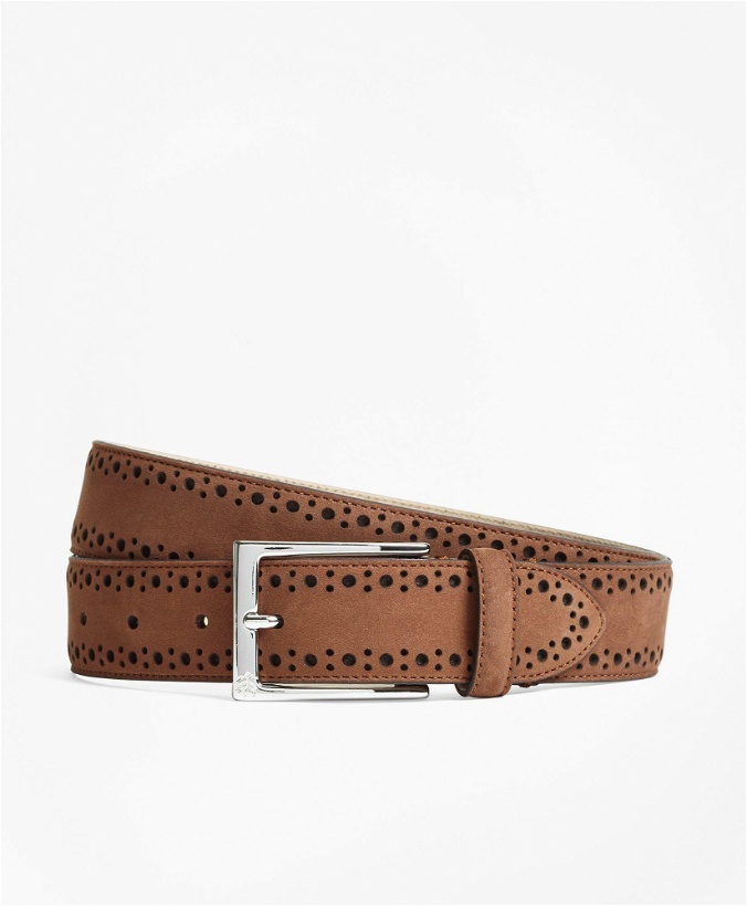 Photo: Brooks Brothers Men's 1818 Perforated Stitch Suede Belt | Copper