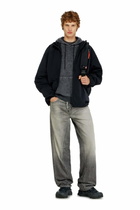 Diesel Hoodie in textured cotton mesh - Sweaters Mens in Grey