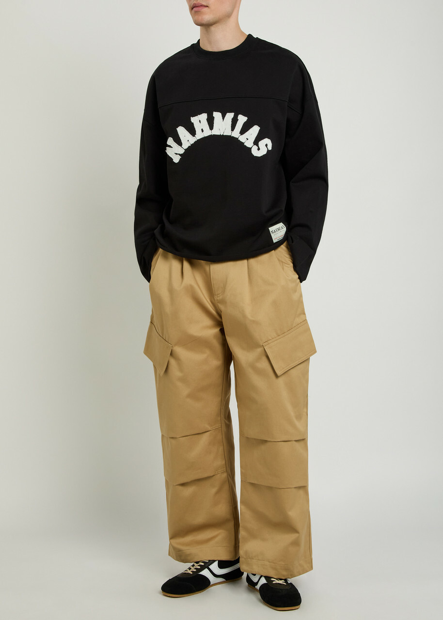 Nahmias Varsity Logo-appliquéd Cotton T-shirt Black