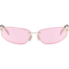 Miu Miu Eyewear Silver Rimless Metal Oval Sunglasses