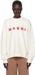 Marni White Wrinkled Logo Sweatshirt