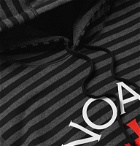Noah - Logo-Print Striped Fleece-Back Cotton-Jersey Hoodie - Gray