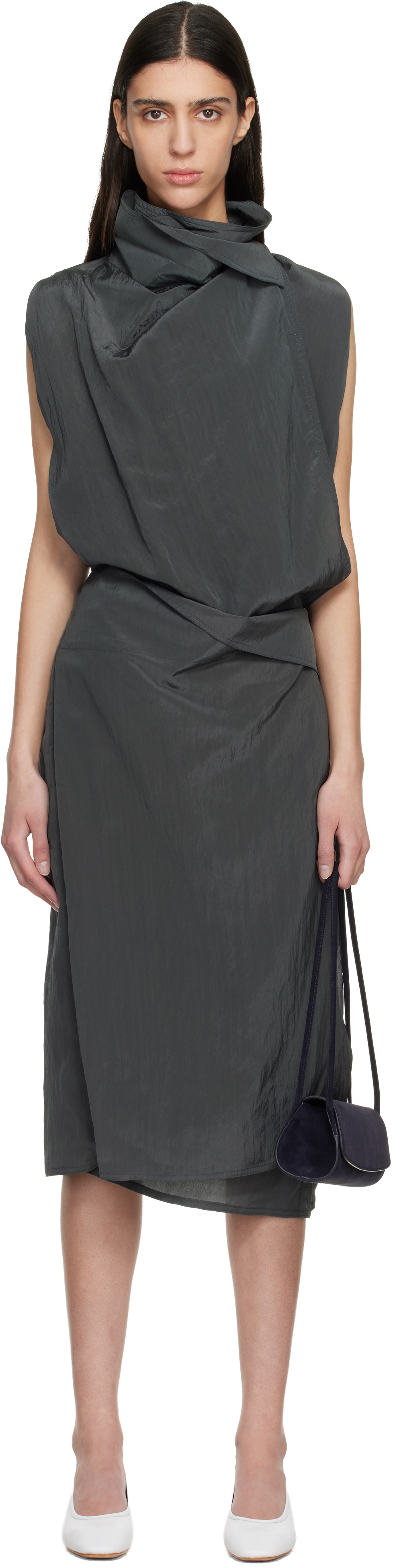 LE17SEPTEMBRE Black Celia Wrap Midi Dress