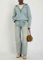Acne Studios Plaid Hooded Cotton Jacket Blue