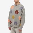 Acne Studios Men's Kilcarra Naïve Flower Knit in Grey Melange