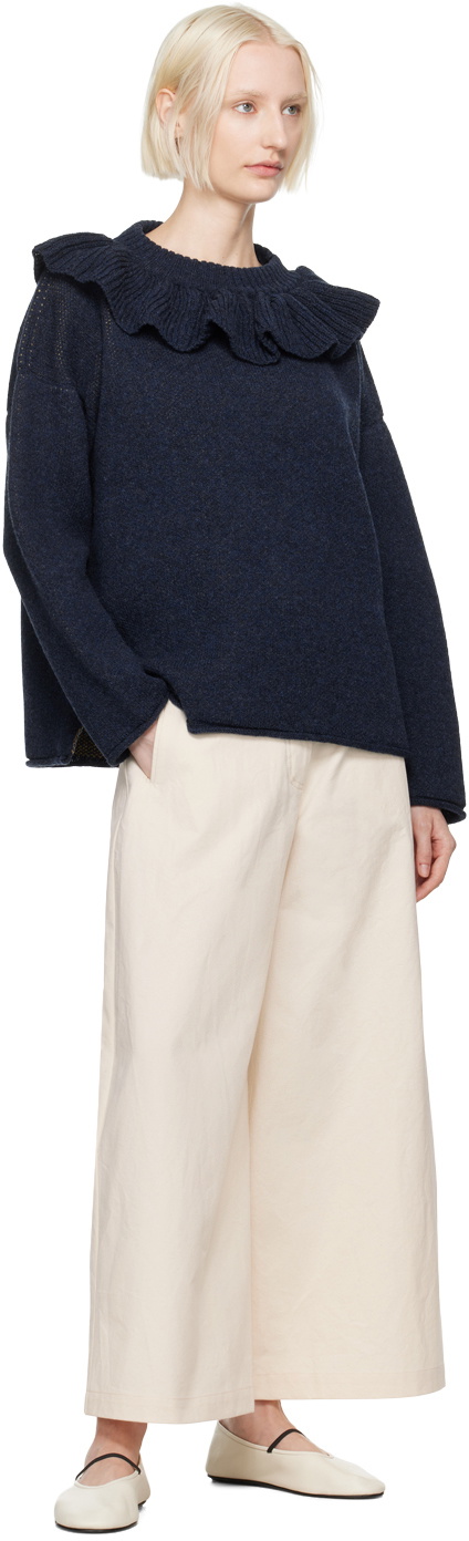 Cawley Navy Ruffle Sweater