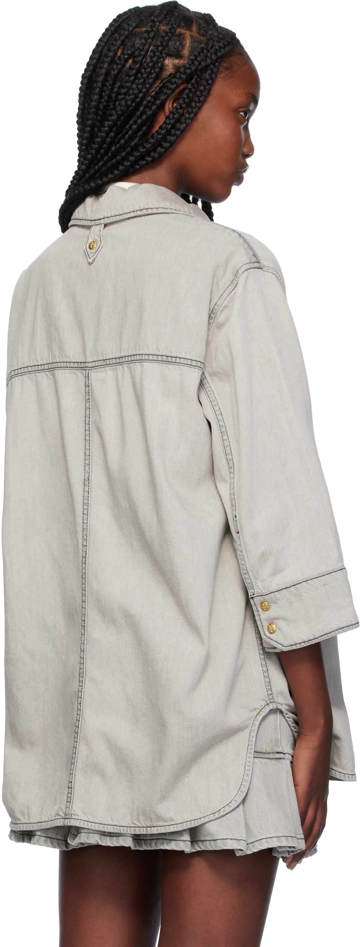 GANNI Gray Oversized Future Denim Shirt