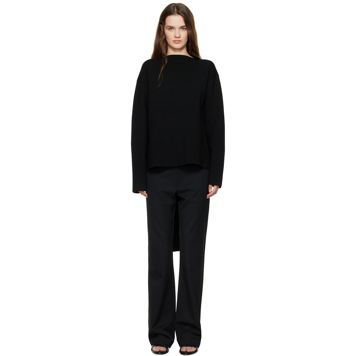St. Agni Black Milano Knit Scarf Sweater
