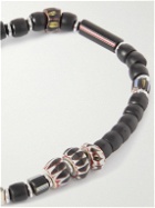 Mikia - Silver and Cord Beaded Bracelet - Black