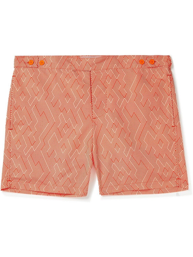 Photo: Frescobol Carioca - Mid-Length Printed Swim Shorts - Orange