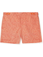 Frescobol Carioca - Mid-Length Printed Swim Shorts - Orange