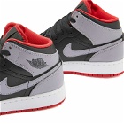 Air Jordan Men's 1 Mid GS Sneakers in Cement Grey/Fire Red/White