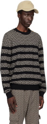Balmain Black & Off-White Striped 'PB' Labyrinth Sweater