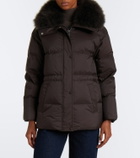 Yves Salomon Set of calf-hair trimmed down jacket and gloves
