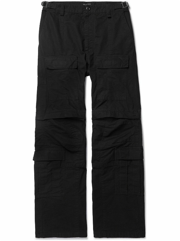 Photo: Balenciaga - Wide-Leg Cotton Cargo Trousers - Black