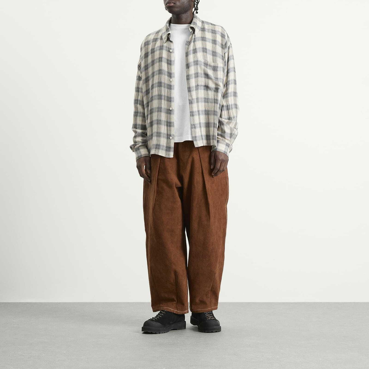 Story mfg. Men's Canvas Lush Pants in Brown Wonky-Wear