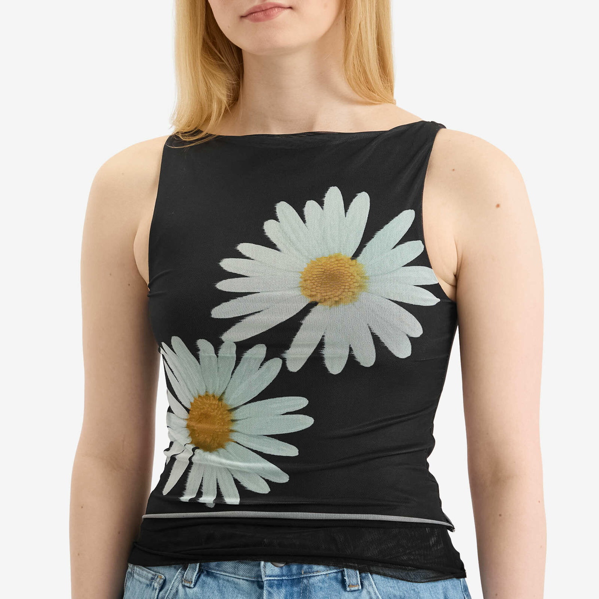 House Of Sunny Women's Daisy Layer Mesh Top in Multi