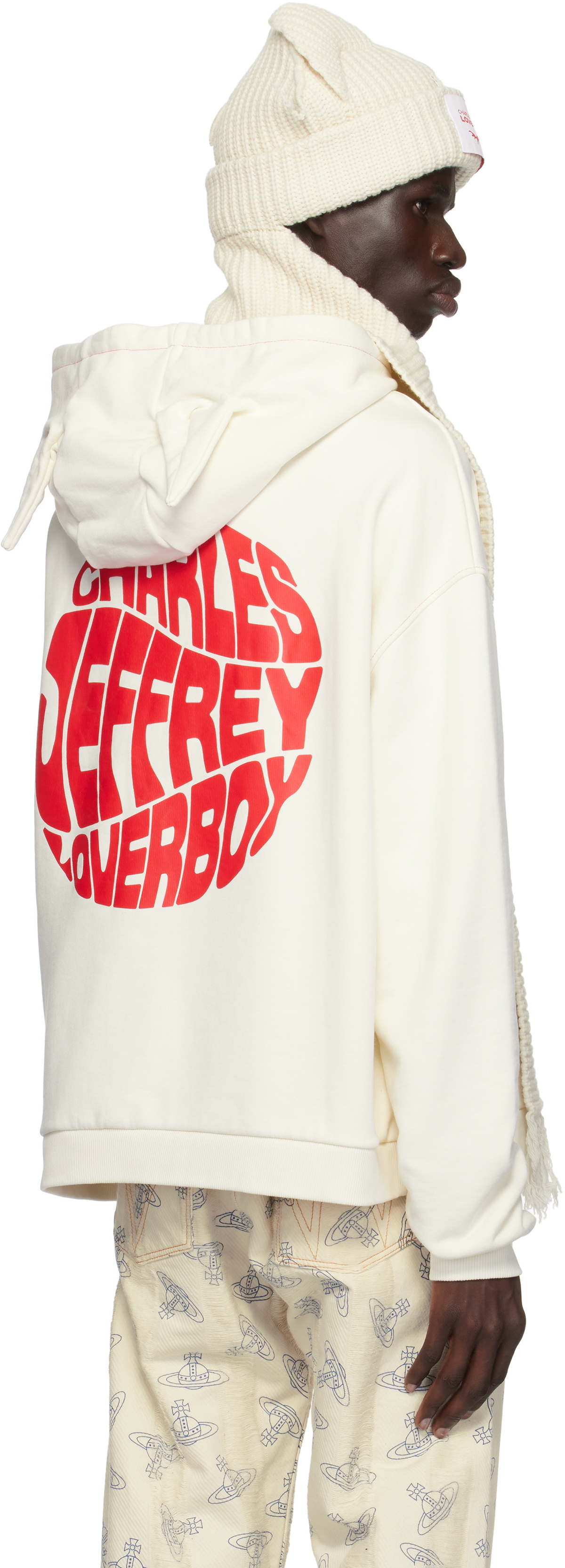 Charles Jeffrey LOVERBOY Off-White Chunky Ears Scarf Beanie
