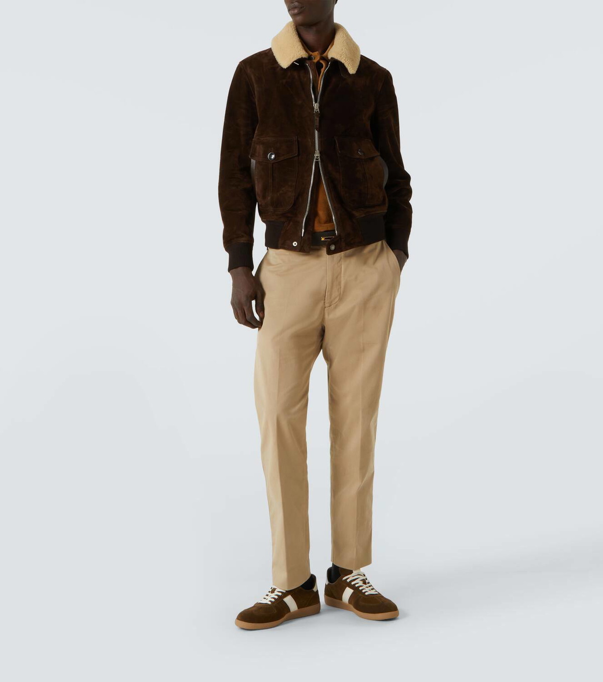 Tom Ford Archer leather-trimmed suede sneakers