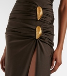 Simkhai Eiana appliqué ruched midi skirt